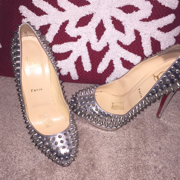 Christian Louboutin Shoes - Christian Louboutin silver spiked pumps